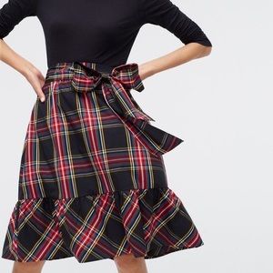 NWOT J. Crew Big-bow Midi Black Tartan Skirt